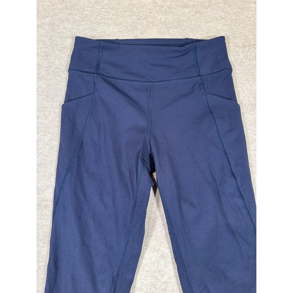 Lululemon‎ Leggings Womens 8 Blue High Rise Cropped Pockets Yoga Athletic Gym